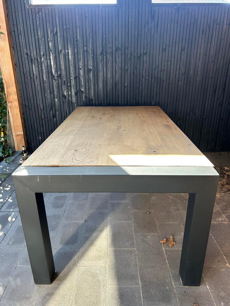 Robuuste/industriële eetkamertafel, Huis en Inrichting, Tafels | Eettafels, Ophalen, Gebruikt, 50 tot 100 cm, Vijf personen of meer