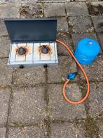 Camping gasstel 2 pits met gasfles (leeg), Caravans en Kamperen, Kampeeraccessoires, Ophalen, Gebruikt