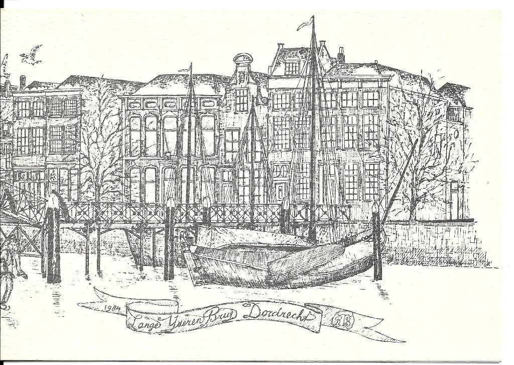 Kaart	Dordrecht	Lang IJzeren Brug	 Reinoud Jan Brandt, Verzenden, 1980 tot heden, Zuid-Holland