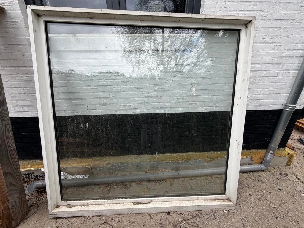 Kunststof kozijn met dubbel glas - 177x174 cm, Ophalen, Gevelraam of Ruit, Gebruikt, 160 cm of meer