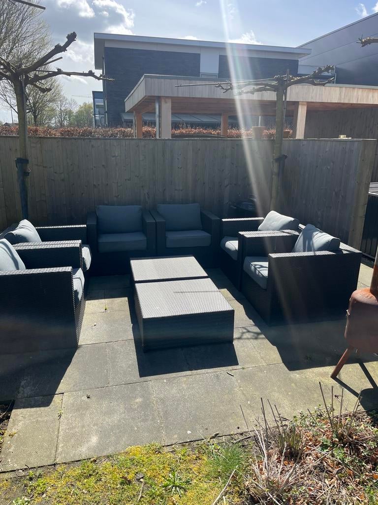 Lounge stoelen/ tuinset    en salontafels van wicker, Tuin en Terras, Tuinsets en Loungesets, Gebruikt, Loungeset, Wicker, 6 zitplaatsen