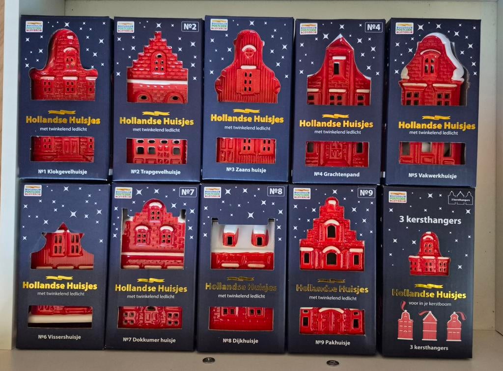 Complete serie set 10 Hollandse huisjes postcodeloterij, Diversen, Kerst, Ophalen of Verzenden