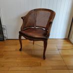 Vintage stoel met webbing rugleuning en leren zitting, Ophalen