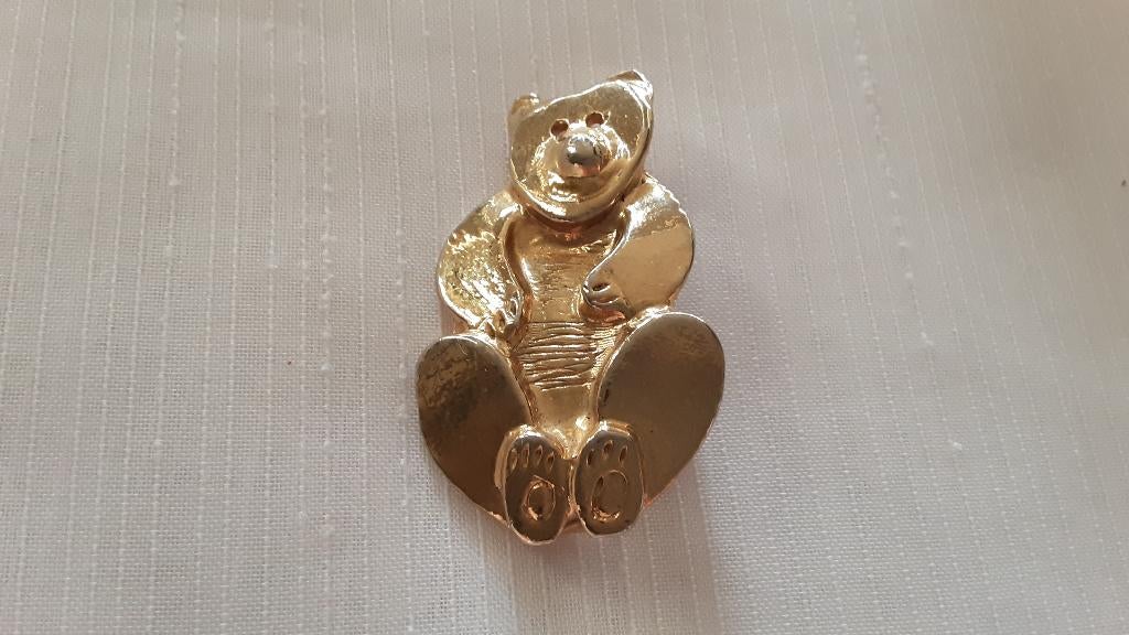 Goudkleurig BEER broche (47), Overige materialen, 4 tot 7 cm, Ophalen of Verzenden, Zo goed als nieuw