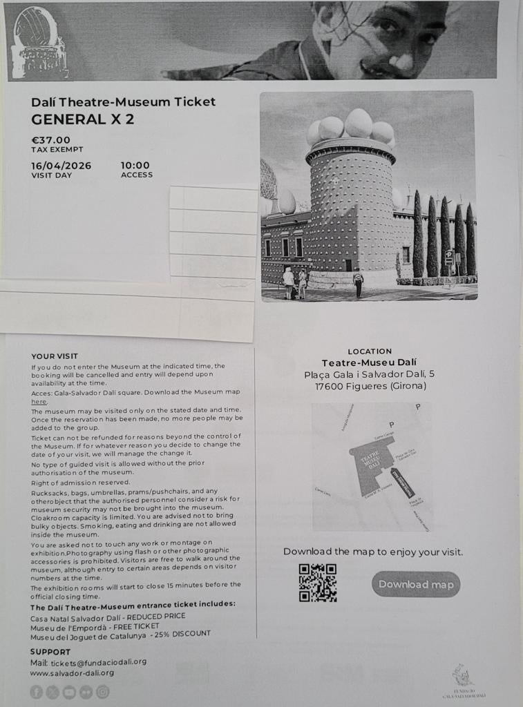 Toegang voor 2 personen Dali museum in Spanje, Twee personen, Ticket of Toegangskaart