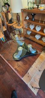 Vintage Design Salontafel met Roterende Glasplaten, Ophalen, Gebruikt, 50 tot 100 cm, 50 tot 100 cm