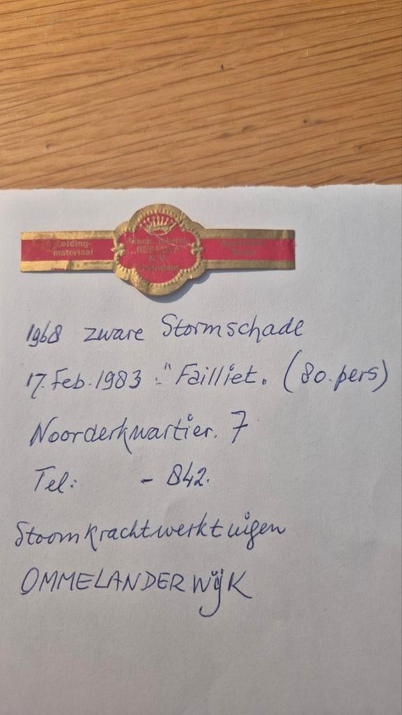 Sigarenbanden Veendam, Ophalen, Zo goed als nieuw, Sigarenbandjes