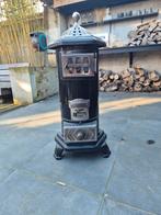 Houtkachel. Zwart geëmailleerd met nikkel accenten, Ophalen of Verzenden