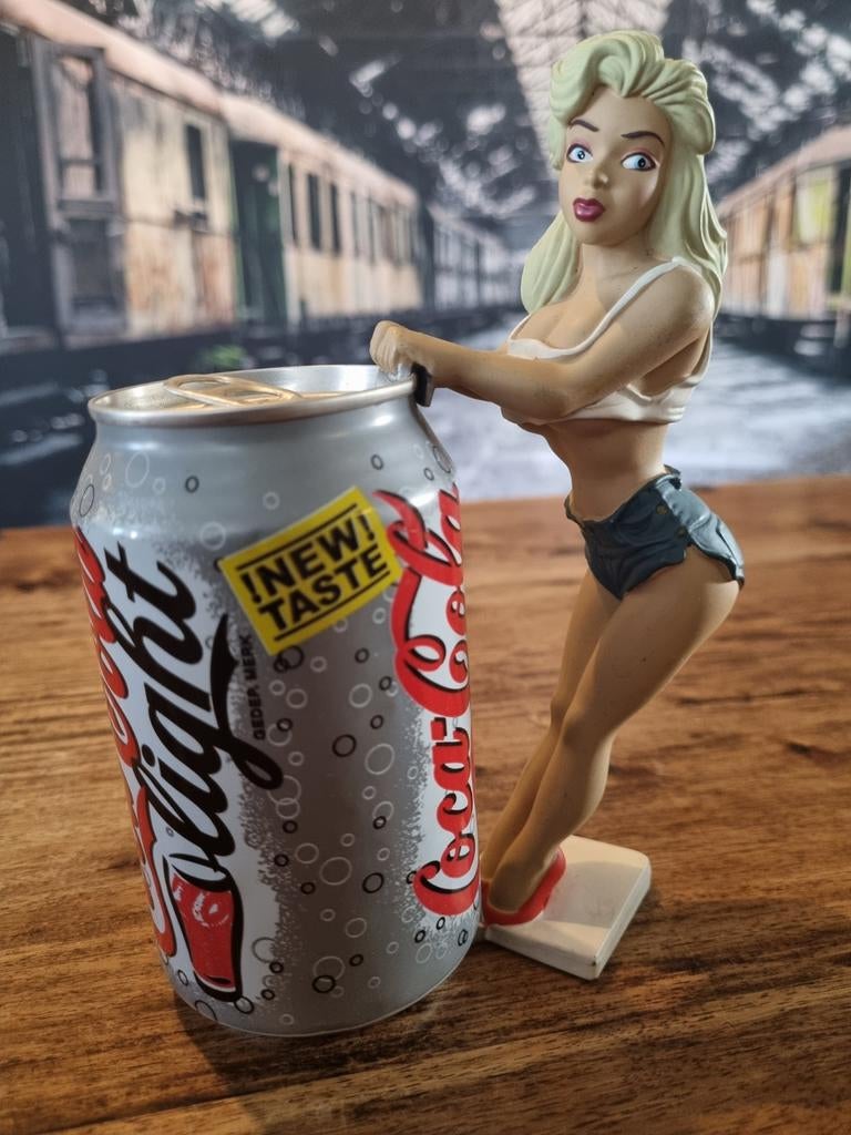 Vintage Coca-Cola Light Pin-up Figuur - Zeldzaam, Verzamelen, Ophalen of Verzenden, Zo goed als nieuw