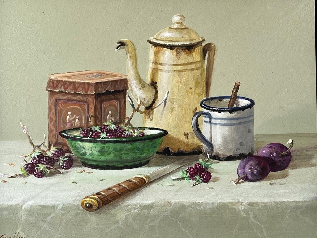 Thomas Heesakkers, stilleven met theepot en fruit, Antiek en Kunst, Ophalen