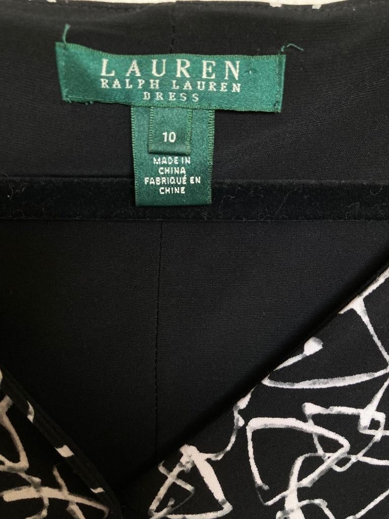 Lauren Ralph Lauren gedrapeerde jurk zwart wit maat 10/L, Kleding | Dames, Zwart, Maat 42/44 (L), Ophalen of Verzenden, Zo goed als nieuw