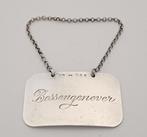 Zilveren flessenlabel "Bessenjenever", Ophalen of Verzenden, Zilver