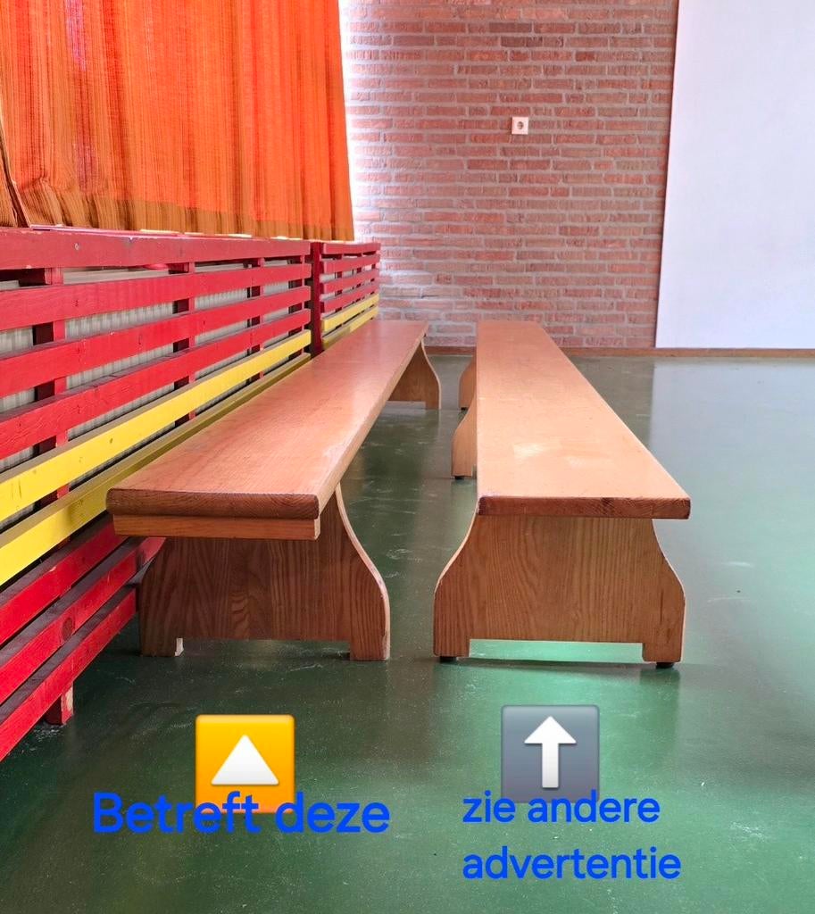 Vintage houten schoolbank, oude gymbank, tuinbank planten, Sport en Fitness, Turnen, Ophalen, Gebruikt, Materiaal, Beige