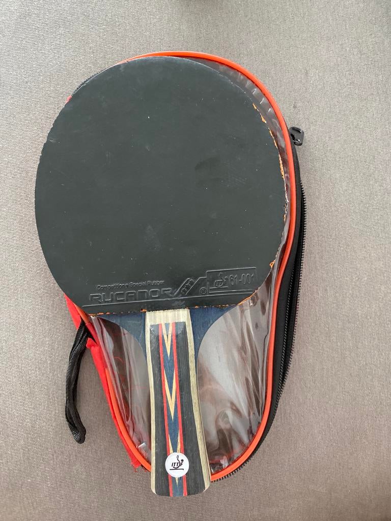 Tafeltennis batje in hoes, Sport en Fitness, Ophalen of Verzenden, Gebruikt, Net, Batje(s) of Balletje(s)