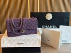 Chanel Classic Flap Bag 11.12 Purple Black Tweed, Schoudertasje, Paars, Zo goed als nieuw, Chanel