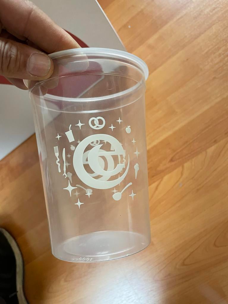 Transparante Plastic Beker-efteling, Ophalen of Verzenden, Gebruikt, Gebruiksvoorwerp