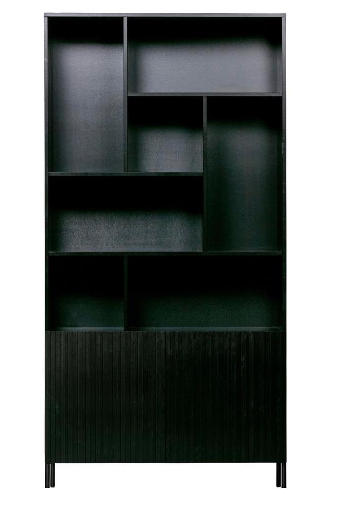 WOOOD Exclusive Gravure Hoge Kast - Grenen - Zwart, Huis en Inrichting, Kasten | Boekenkasten, Zo goed als nieuw, 25 tot 50 cm