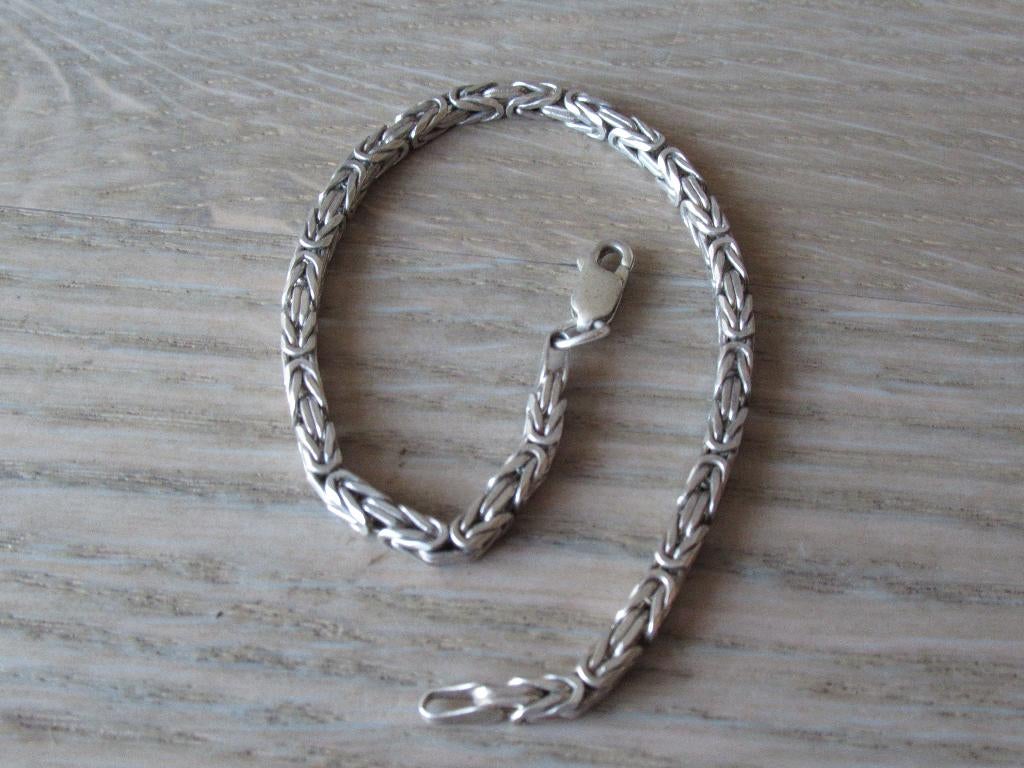 Zilveren schakel konings armband / 925/1000, Ophalen of Verzenden, Gebruikt, Zilver, Zilver