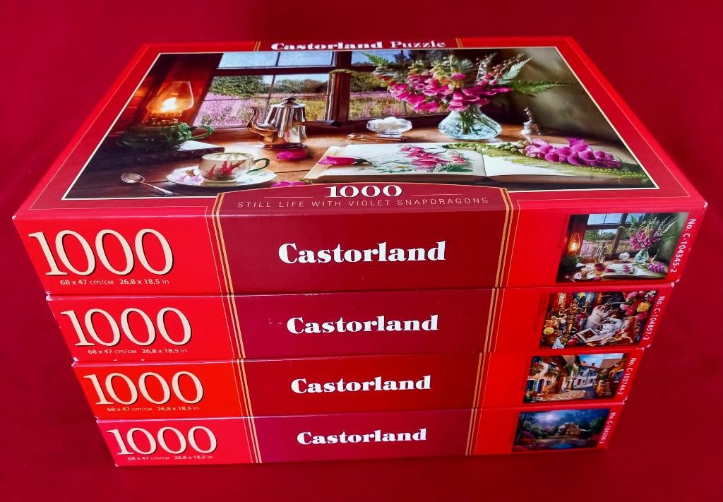 4 Castorland puzzels van 1000 stukjes voor EUR 15,00, Ophalen of Verzenden, 500 t/m 1500 stukjes, Zo goed als nieuw, Legpuzzel
