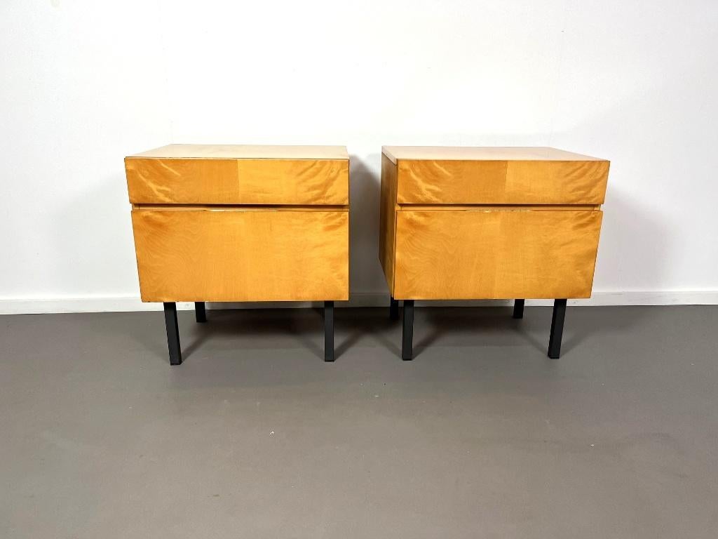 retro vintage design berken nachtkastjes, jaren 60, Ophalen, Huis en Inrichting