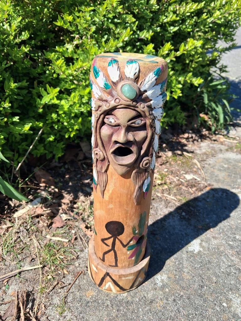 Handgemaakte Wierookhouder - Indiaan Totem met Edelsteen -, Overige onderwerpen, Handgemaakt, Ophalen of Verzenden, 20 - 50 cm