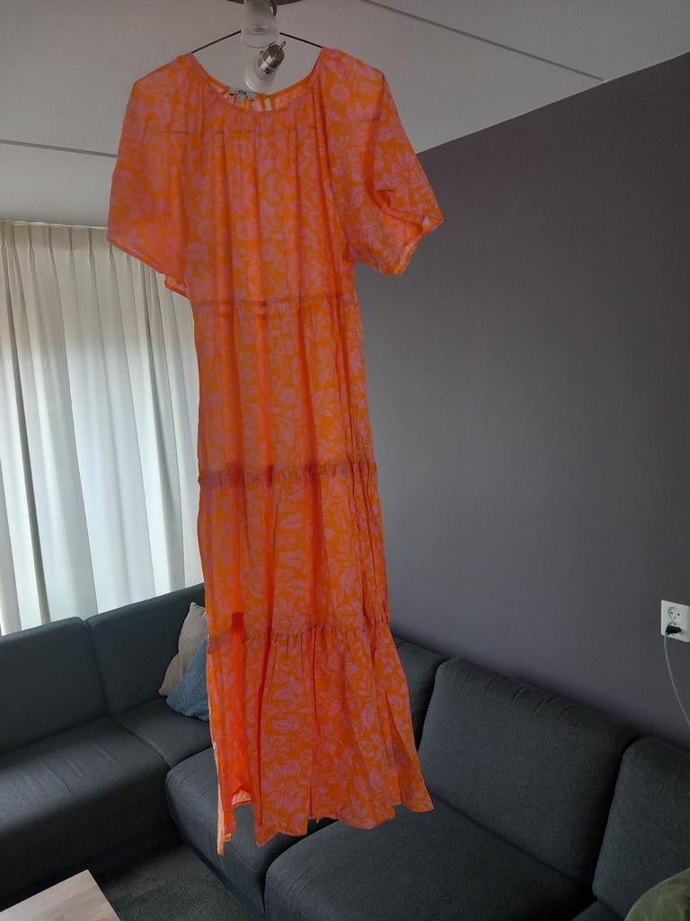 Oranje met roze lange jurk C&A maat 40, Kleding | Dames, Ophalen of Verzenden
