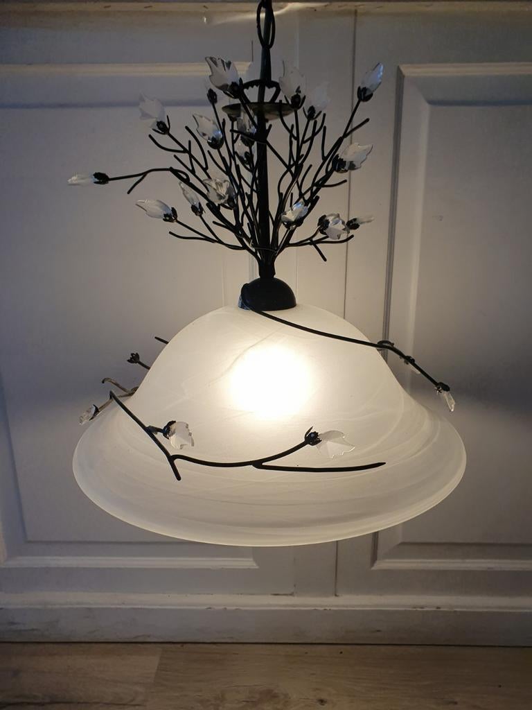 Mooie hanglamp metaal met melkglas, Ophalen, Onbekend, Onbekend, Onbekend