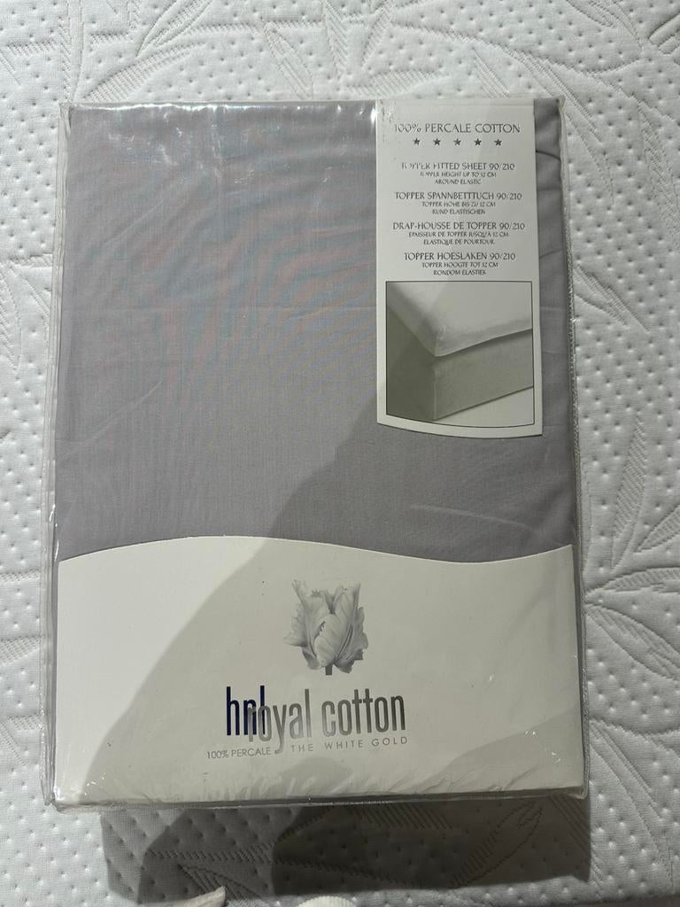 HnL royal cotton hoeslaken voor topper 90x210 -60%, Tweepersoons, Ophalen of Verzenden, Zo goed als nieuw, Wit