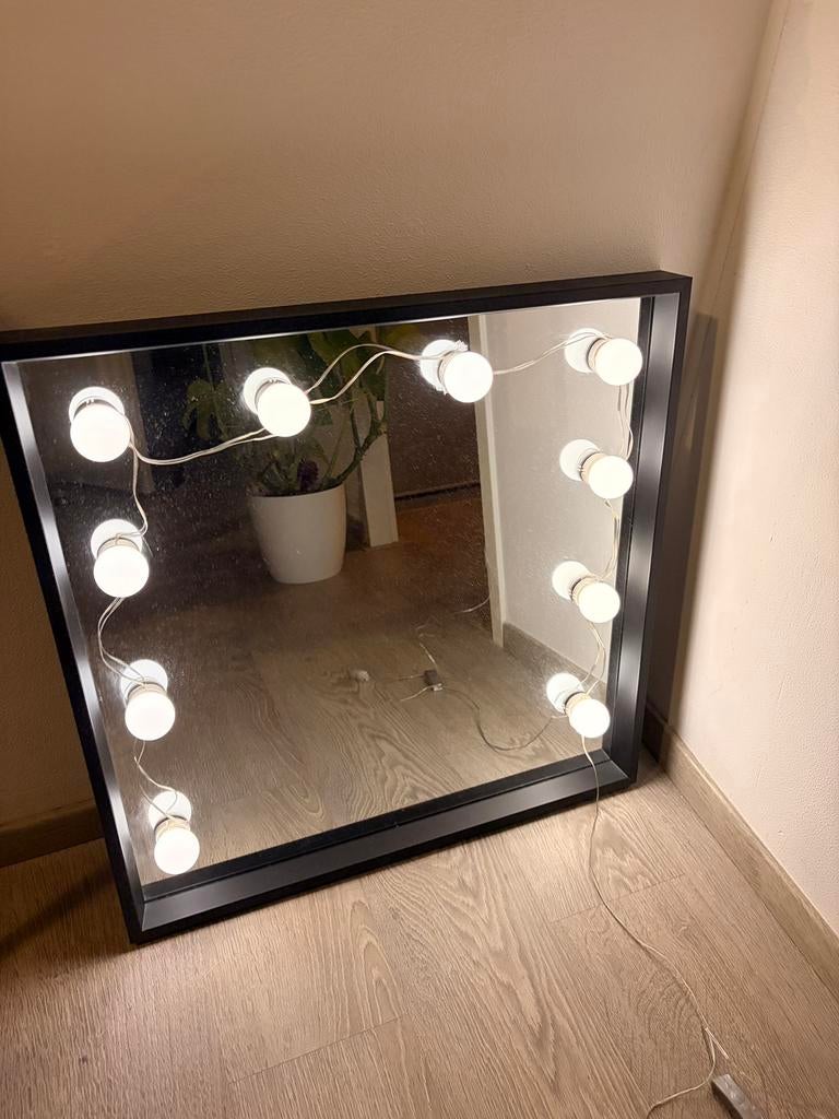 Hollywood spiegel, Ophalen, Zo goed als nieuw, Minder dan 100 cm, Rechthoekig