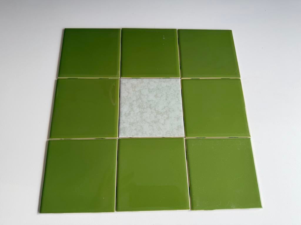 Retro tegels in doos - Groen en wit gespikkeld, Ophalen, Nieuw, Minder dan 20 cm, 10 m² of meer