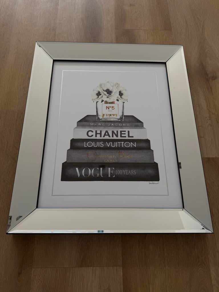 Luxe Fashion Boeken Print in Spiegel Lijst - 50x60cm, Ophalen, Zo goed als nieuw, Print, 50 tot 75 cm