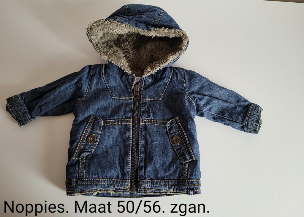 Noppies spijkerjasje met teddy voering, maat 50/56, Kinderen en Baby's, Babykleding | Maat 50, Ophalen of Verzenden, Zo goed als nieuw