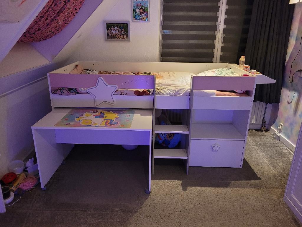 Halfhoogslaper Starry Night - Kinderkamer, Ophalen, 85 tot 100 cm, Lattenbodem, Zo goed als nieuw