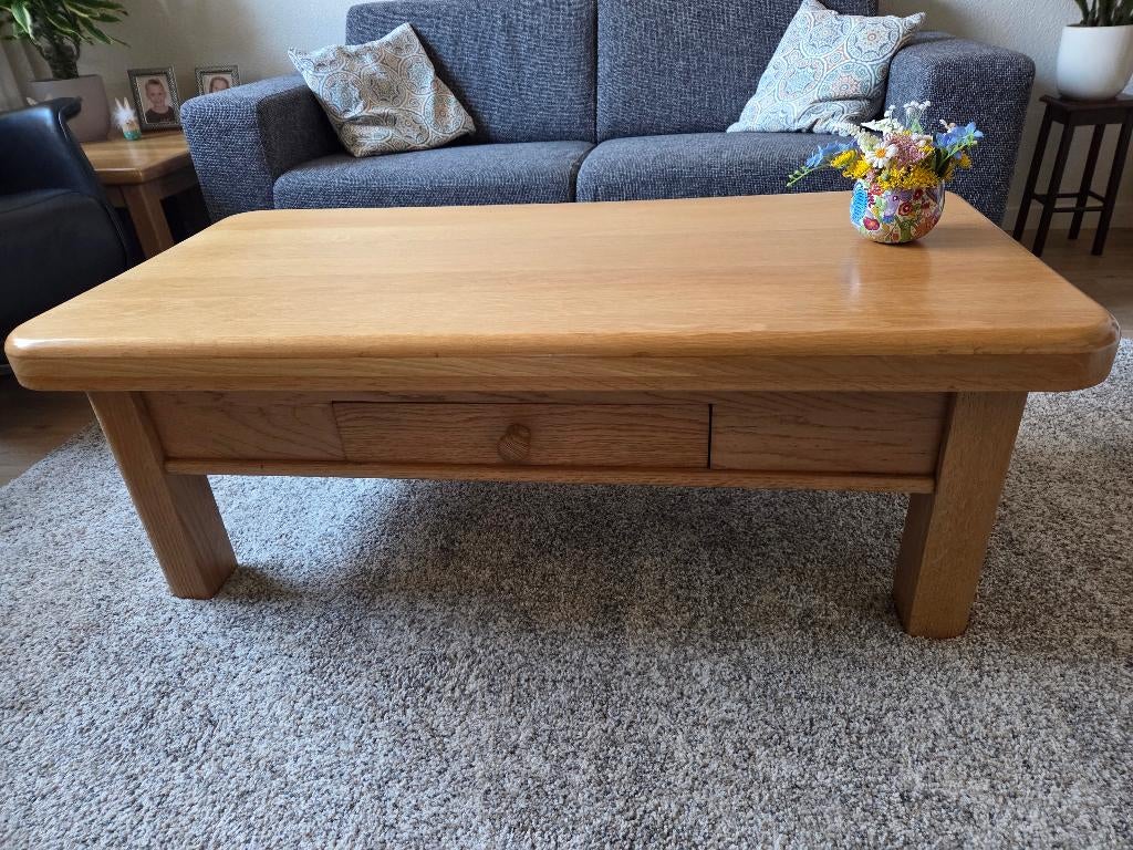 Blank eiken salontafel, Ophalen, Gebruikt, 100 tot 150 cm, 50 tot 100 cm