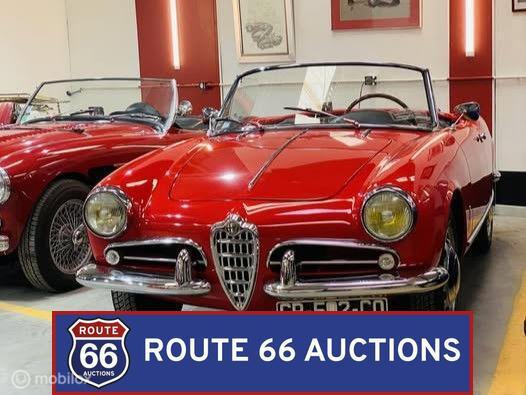 Alfa Romeo Giulietta Spider Veloce | 1958 | Route 66 Auction, Auto's, Oldtimers, Overige carrosserieën, Zwart, Bedrijf, Handgeschakeld