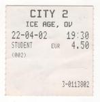 bioscoopkaartje Ice Age City Theater 2002 (TK 12), Ophalen of Verzenden