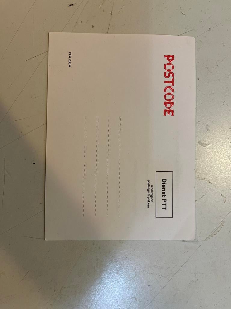 Vintage PTT Postcode Adreskaartje - Ongelopen, Verzamelen, Ansichtkaarten | Nederland, Ophalen of Verzenden, 1960 tot 1980, Ongelopen