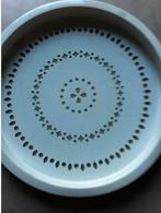 Metalen dienblad roomwit Br 36 cm H4 cm, Ophalen of Verzenden, Zo goed als nieuw, Rond, Metaal