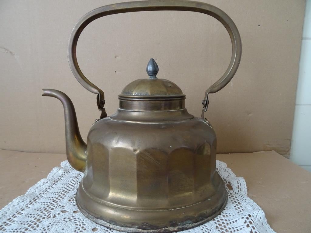 Antieke koperen ketel waterketel voor op de kachel 29cm 1850, Antiek en Kunst, Ophalen of Verzenden, Koper
