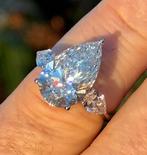 Witgouden ring met VS2 diamant van maar liefst 6.07 caraat!, Wit, Nieuw, Ophalen of Verzenden, 17 tot 18