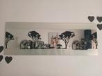 Spiegel met safari olifanten decoratie - 50x140cm, Ophalen, Gebruikt, 100 tot 150 cm, Rechthoekig