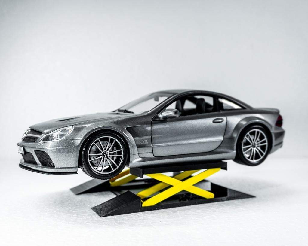 1:18 miniatuur poetsbrug hefbrug autobrug zwart-geel diorama, Ophalen of Verzenden, Nieuw, Groter dan 1:35, Diorama