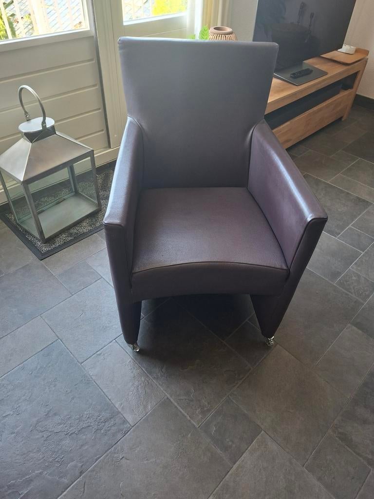 4 echt leren eetkamer stoelen van ElementsMOET WEG, Ophalen, Minder dan 75 cm, Leer, Zo goed als nieuw