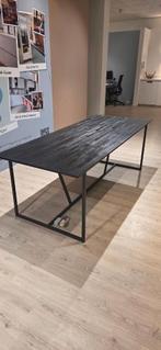 Zwarte fineer eettafel 6 persoons, Ophalen, 200 cm of meer, 50 tot 100 cm, Zo goed als nieuw