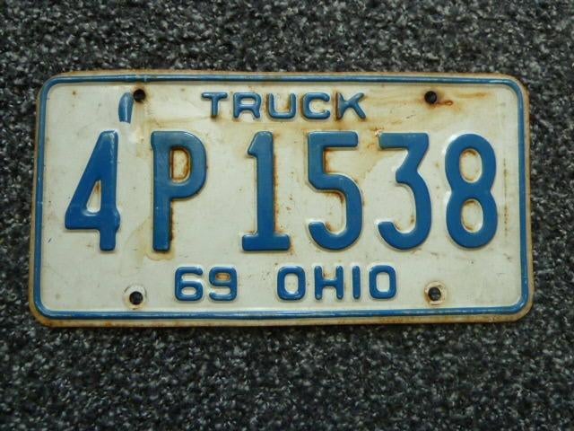 Kentekenplaat licenseplate Ohio Truck 1969 USA, Verzamelen, Automerken, Motoren en Formule 1, Gebruikt, Auto's, Verzenden
