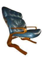 Mooie vintage Kengu fauteuil design Elsa & Nordahl Solheim, Ophalen, Gebruikt, 75 tot 100 cm, Leer