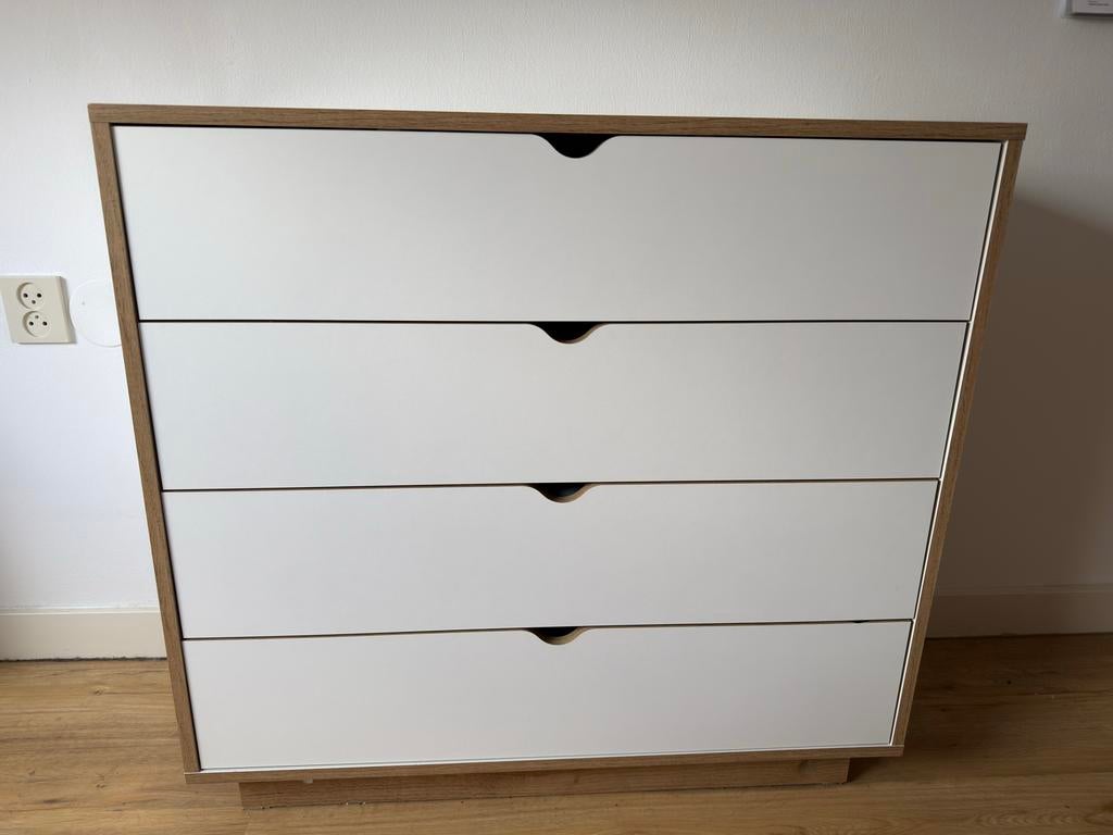 JYSK Ladekast Wit/Hout - 4 Lades - Nette Staat, Ophalen, 50 tot 100 cm, Zo goed als nieuw, 3 of 4 laden