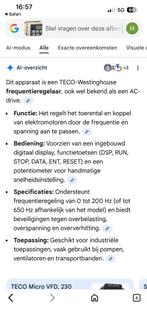 TECO-Westinghouse Frequentieregelaar AC-drive, Ophalen of Verzenden, Teco, Nb, Nb