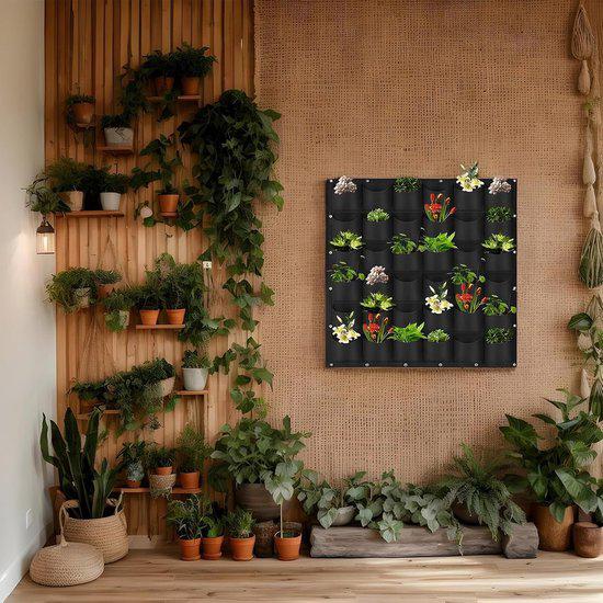 Relaxdays verticale tuin, hout, HxBxD: 82 x 75 x 90 cm, verhoogd, met 5 plantenbakken, moestuinbak balkon, oranje-zwart