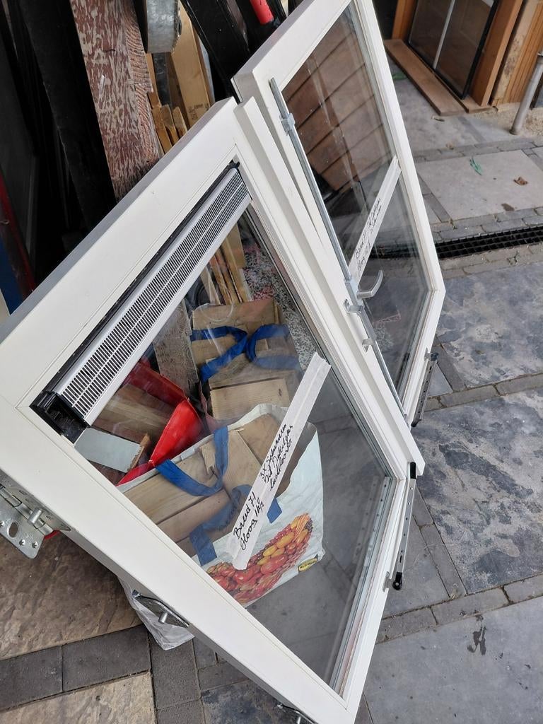Klapraampjes dubbelglas hardhout openslaande ramen raamparti, Doe-het-zelf en Verbouw, Glas en Ramen, Ophalen, Gevelraam of Ruit